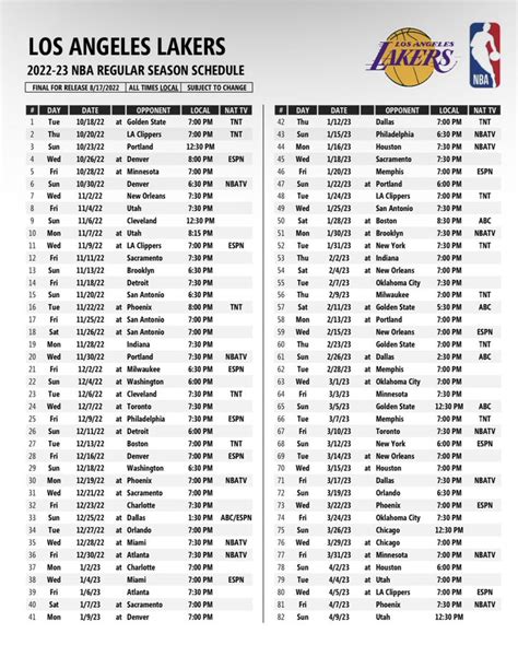 lakers roster 2022 2023 schedule
